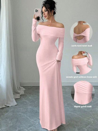Robe maxi festive pour femmes avec décolleté off-shoulder et coupe près du corps Chic und Stil