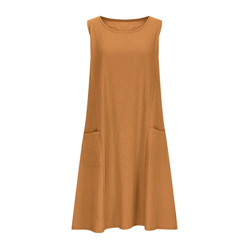 Robe décontractée sans manches pour femmes avec poches doubles Chic und Stil