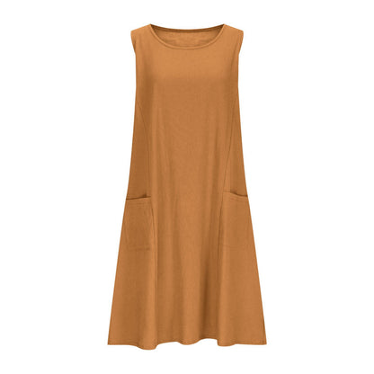 Robe décontractée sans manches pour femmes avec poches doubles Chic und Stil