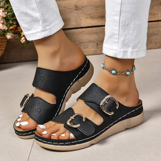 Sandales confortables pour femmes avec fermeture à double sangle et technologie moderne de semelle intérieure Chic und Stil
