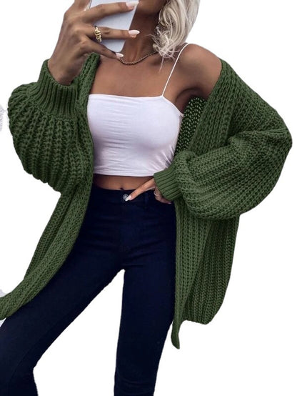Dames Cardigan en tricot ouvert avec des manches volumineuses et une texture structurée Chic und Stil