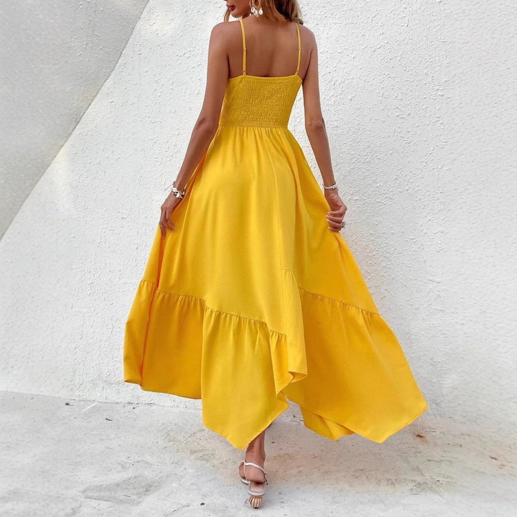Dames Haut-Bas Dos Nu Robe Chic und Stil