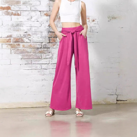 Women Comfortable and Stylish Wide Leg Pants with Waist Belt Chic and Style