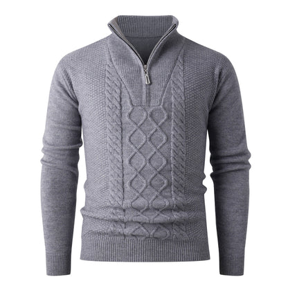 Thick knit pullover for men with a modern high collar and functional zipper Chic und Stil