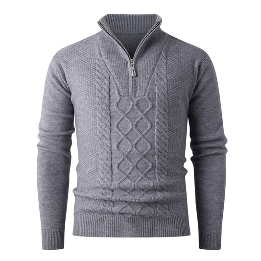 Thick knit pullover for men with a modern high collar and functional zipper Chic und Stil