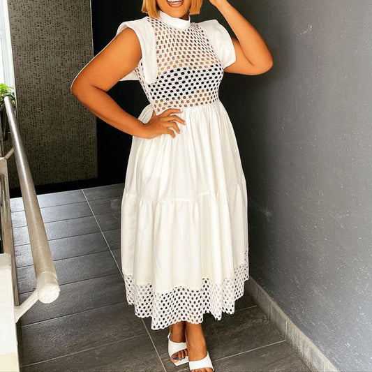 Robe midi femme avec haut en filet et jupe volumineuse Chic und Stil