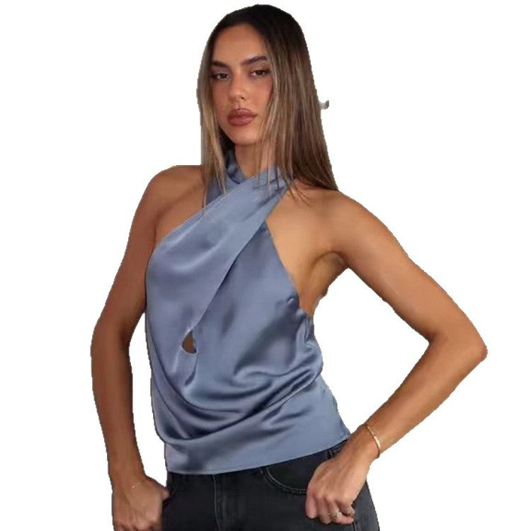 Dames Haut en chiffon élégant avec coupe asymétrique Chic und Stil