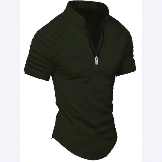 T-shirt de sport à manches courtes pour hommes avec fermeture éclair structurée Chic und Stil