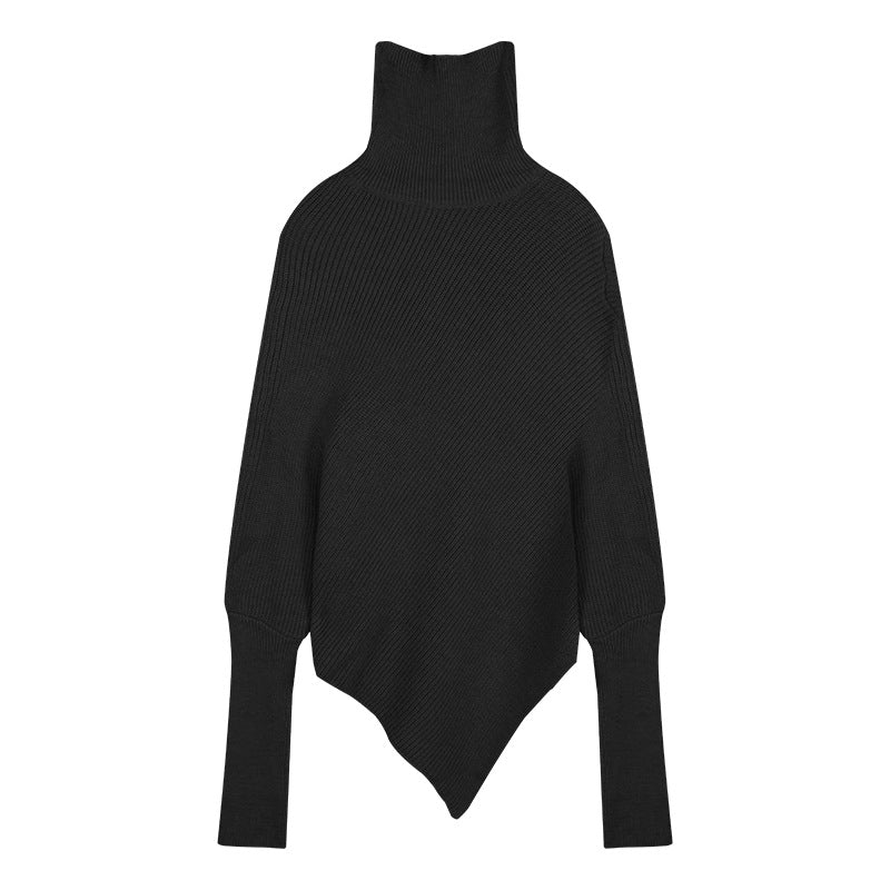 Pull en tricot pour femmes avec coupe asymétrique et col montant Chic und Stil