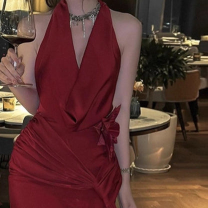 Femmes Robe d'enveloppe élégante avec décolleté en V plongeant et détails volants Chic und Stil
