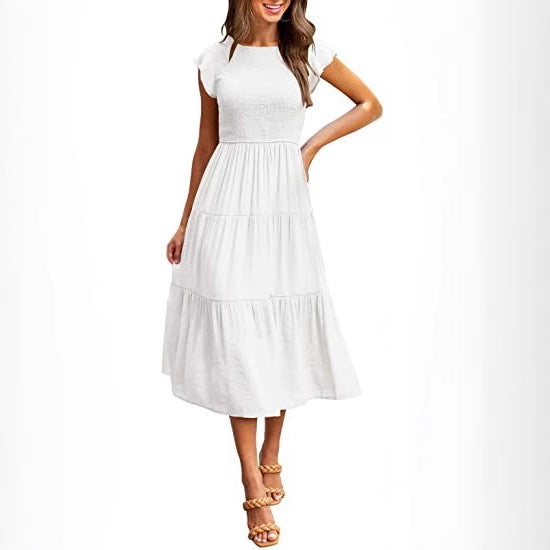 Robe maxi femme avec haut élastique et jupe évasée Chic und Stil