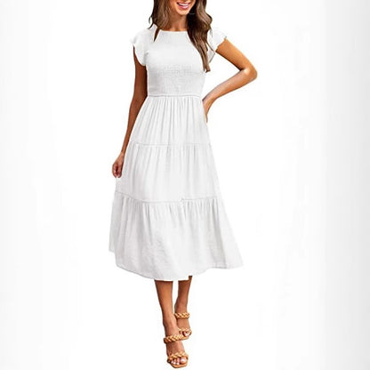 Robe maxi femme avec haut élastique et jupe évasée Chic und Stil