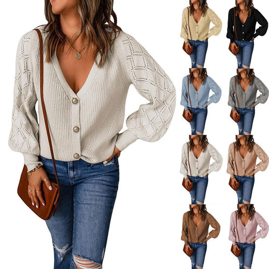 Gilet pour femmes avec décolleté en V et manches ballon à la mode Chic und Stil