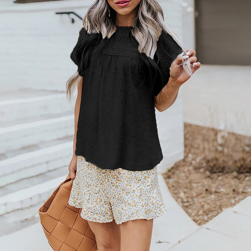 Blouse courte élégante pour femmes avec des accents en dentelle Chic und Stil