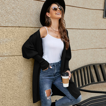 Dames élégant cardigan en gros tricot à mailles ouvertes Chic und Stil