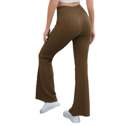 Pantalons évasés pour femmes en matériau tricot de haute qualité avec taille élastique Chic und Stil