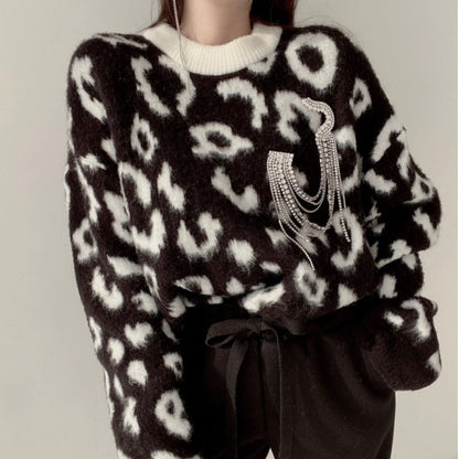Dames Grand Pull en Design Imprimé Animalier Chic und Stil