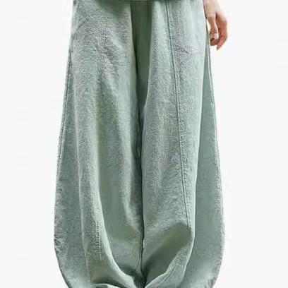 Wide linen pants for women with elastic waistband and convenient pockets Chic und Stil