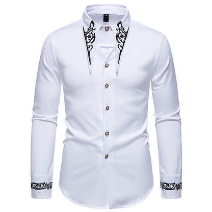 Chemise à manches longues élégante pour hommes avec un motif de col accrocheur Chic und Stil