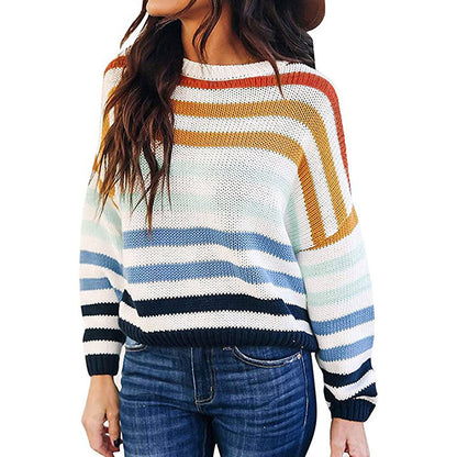 Dames Pull en tricot décontracté avec motif rayé Chic und Stil