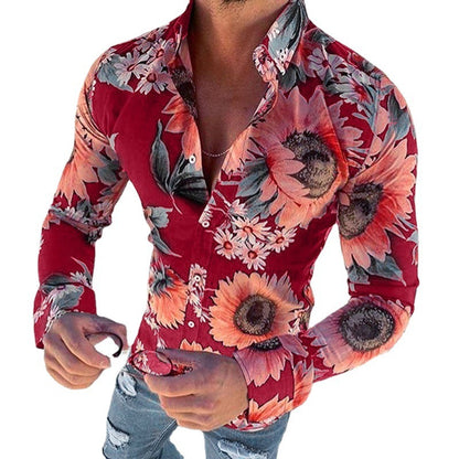Chemise longue à manches pour hommes avec un design floral moderne Chic und Stil