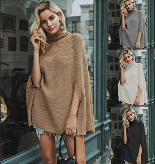 Dames grand pull en tricot avec col montant et coupe ample Chic und Stil