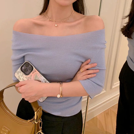 Haut en tricot off-shoulder pour femmes Chic und Stil