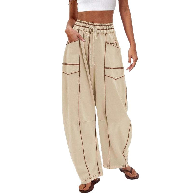 Ladies Comfortable Leisure Pants with Side Pockets Chic and Style