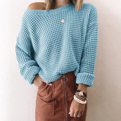 Femmes pull en tricot ample avec structure en spirale et large décolleté Chic und Stil