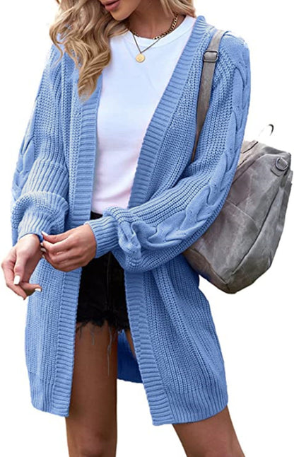 Dames Grand cardigan tricot avec motif en câble et manches oversized Chic und Stil