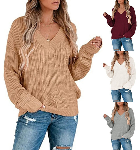 Pull en tricot pour femmes avec décolleté en V et coupe décontractée Chic und Stil