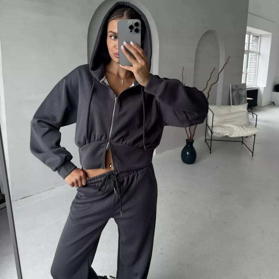 Chic Hoodie Sweatshirt Set and Jogging Pants for Women