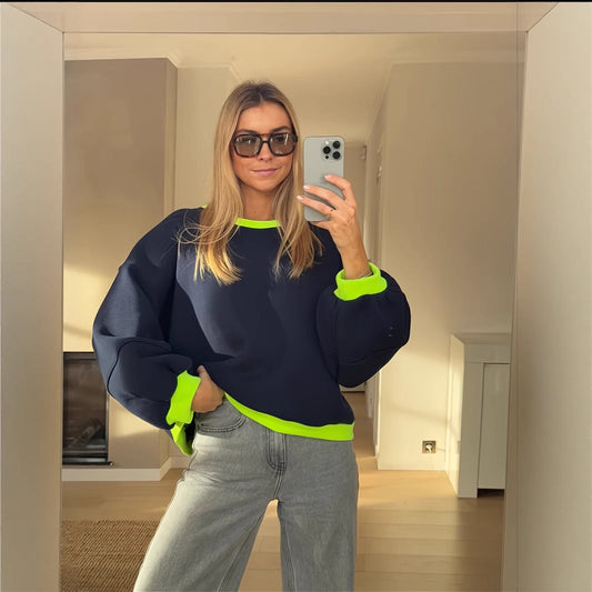 Pull oversized décontracté pour femmes avec détails contrastés Chic und Stil
