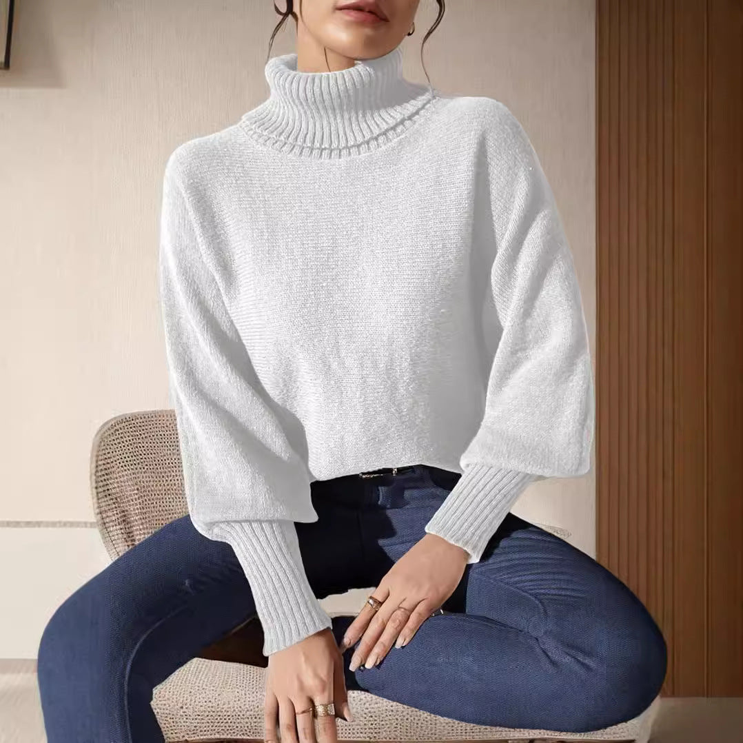 Pull à col roulé féminin à coupe décontractée et motif de mailles texturé Chic und Stil