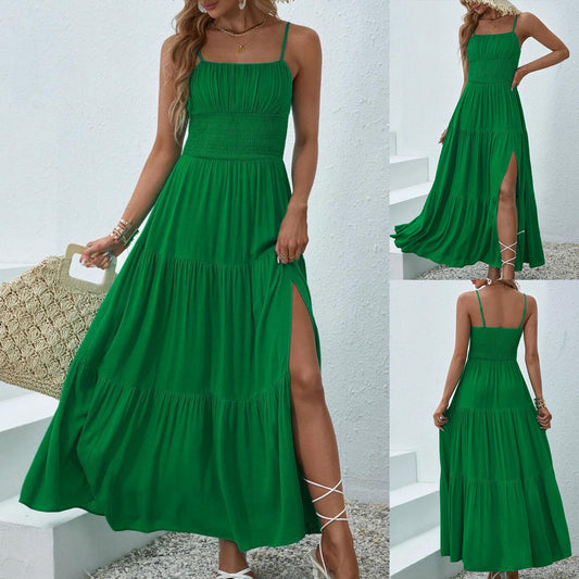 Femmes Robe Maxi Élégante à Volants Chic und Stil