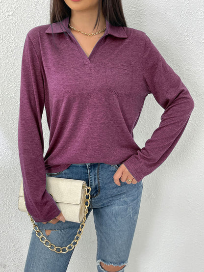 Blouse à manches longues pour femmes avec col moderne et poche poitrine Chic und Stil