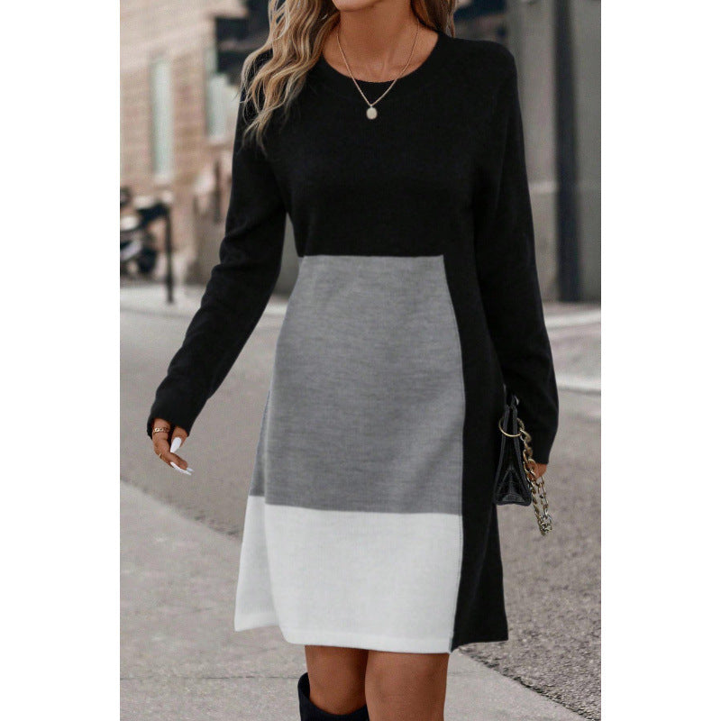 Robe en tricot pour femmes au design moderne en blocs de couleur Chic und Stil