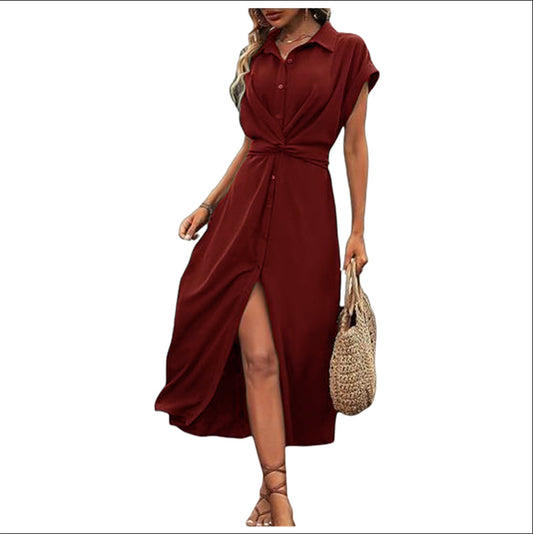 Robe chemise mi-longue pour femmes Chic und Stil