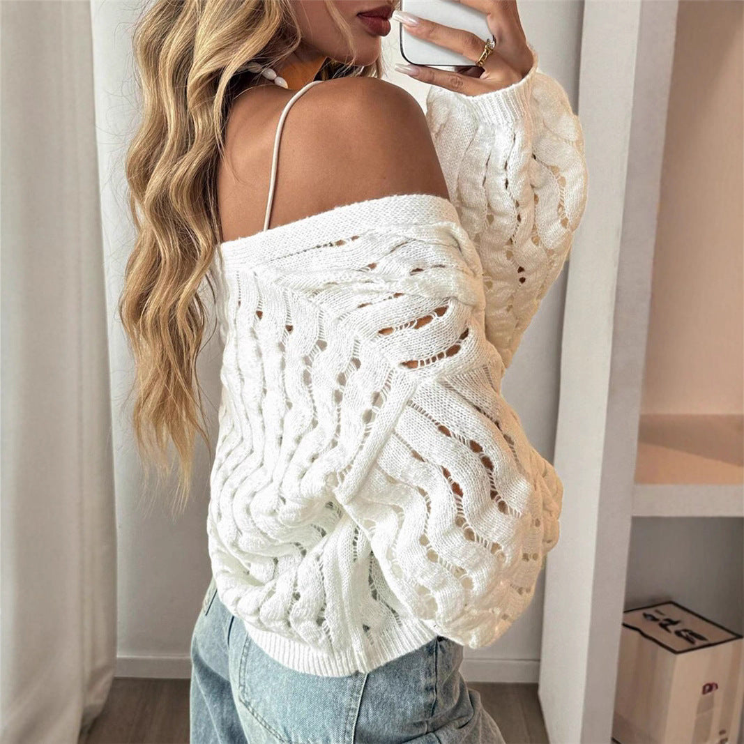 Pull en tricot pour femmes avec un motif de trou unique et une coupe décontractée Chic und Stil