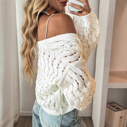 Pull en tricot pour femmes avec un motif de trou unique et une coupe décontractée Chic und Stil
