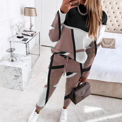 Dames Ensemble de loisirs à la mode avec motif géométrique et coupe stylée Chic und Stil