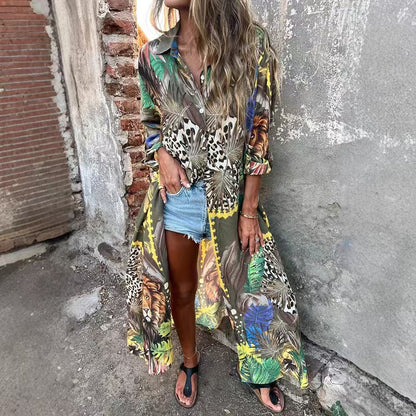 Blouse à manches longues pour femmes avec motif animal et coupe décontractée Chic und Stil