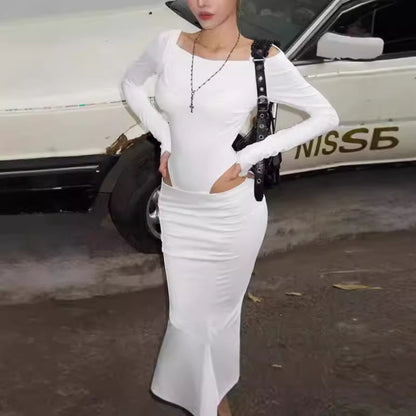 Dames Élégante Haut à Manches Longues avec Coupe Asymétrique et Design à la Mode Chic und Stil