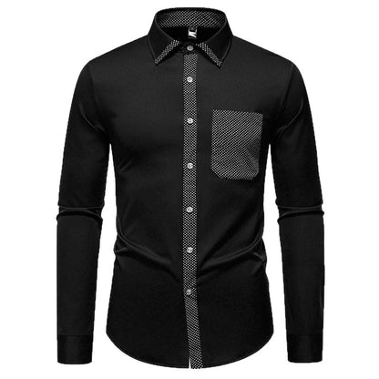 Chemise à manches longues pour hommes avec col contrasté et poche poitrine tendance Chic und Stil