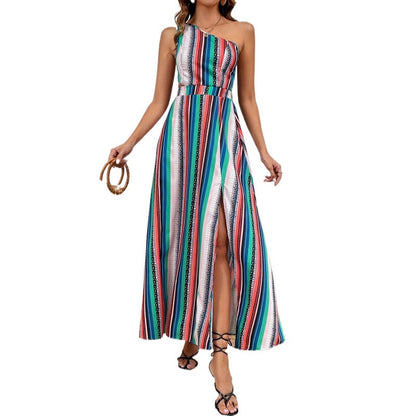 Robe maxi à une épaule avec fente haute Chic und Stil
