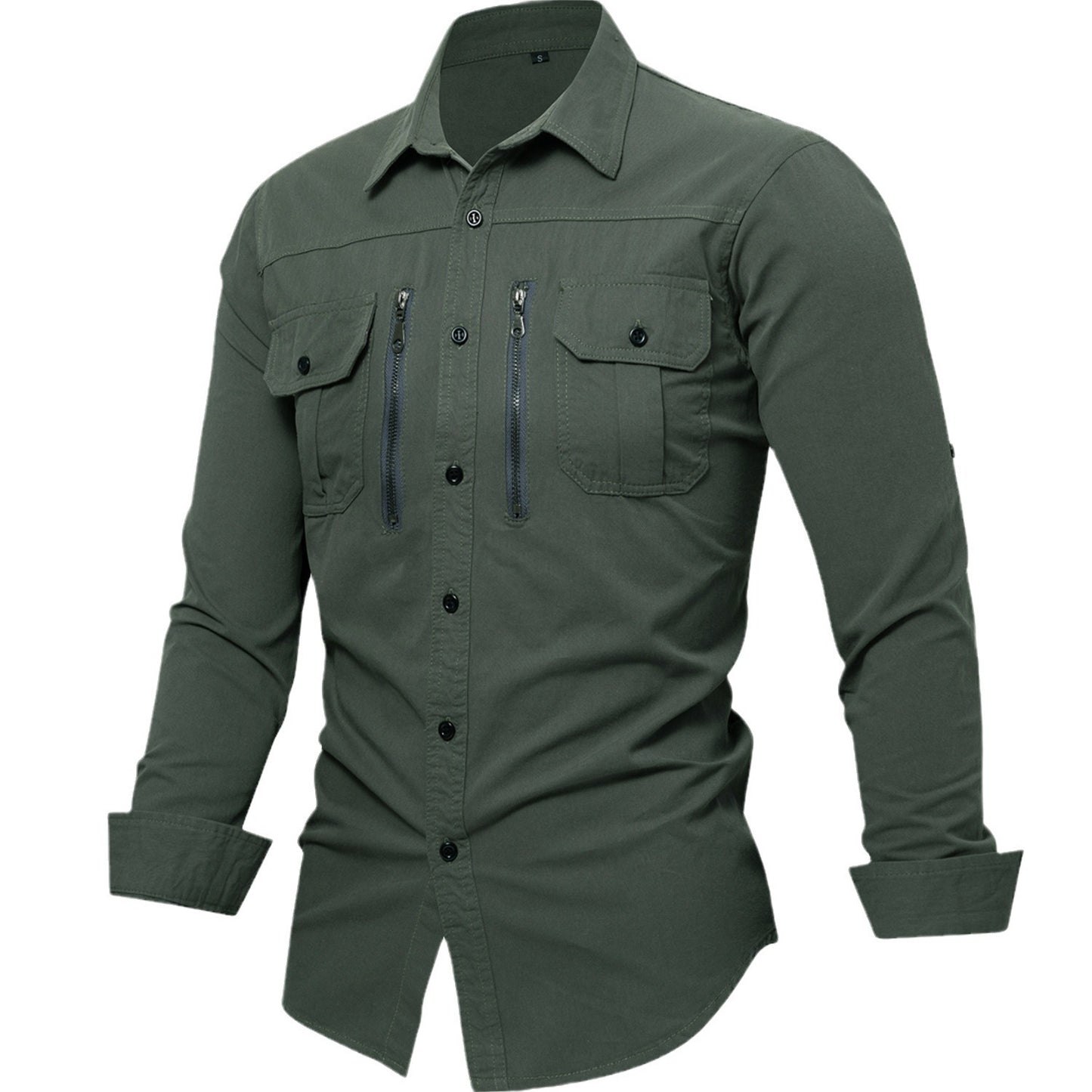 Chemise en coton pour hommes avec fermeture éclair et poches poitrine Chic und Stil
