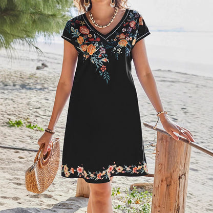 Robe de plage brodée florale Chic und Stil