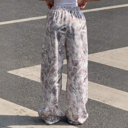 Women Wide Printed Pants with Elastic Waist Chic and Style