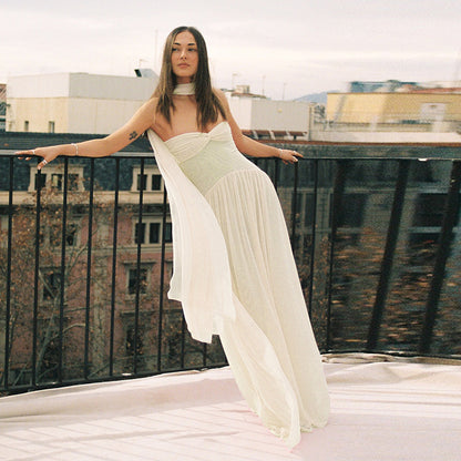 Dames Robe Maxi Chiffon Élégante Chic und Stil