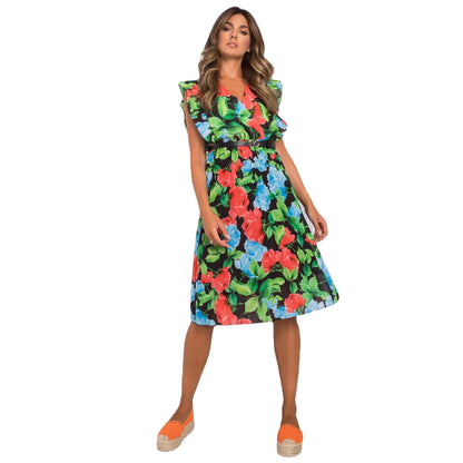 Robe midi à volants à motif floral pour dames Chic und Stil